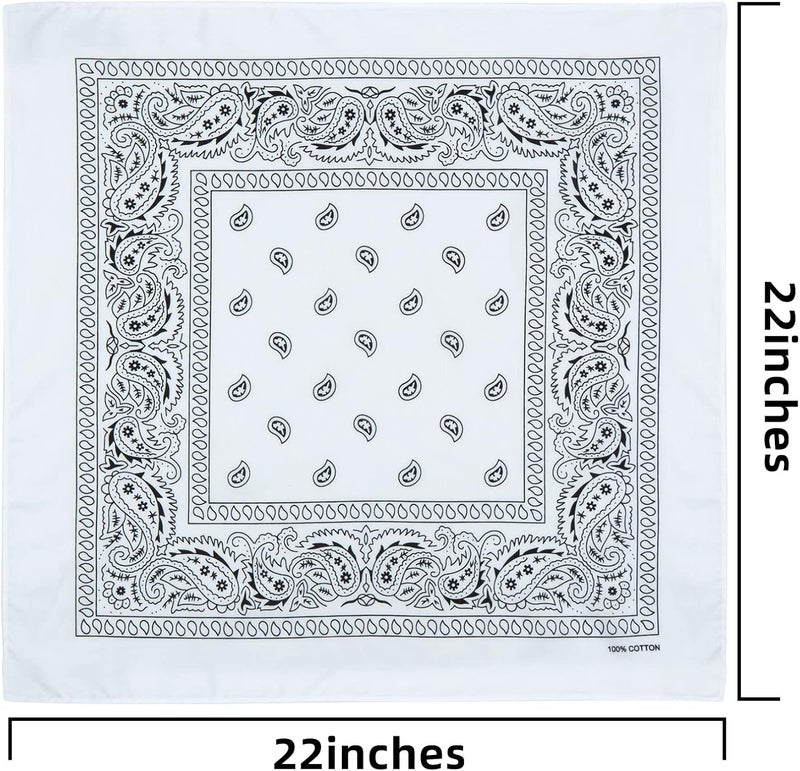 la ceida Store ربطات رأس قطنية للرجال والنساء، منديل بايسلي رعاة البقر 22x22 - Image 2